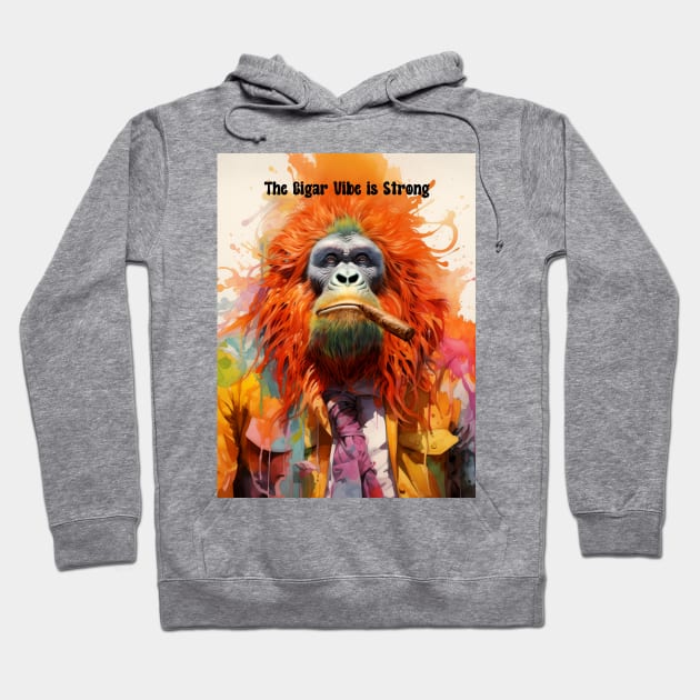 Cigar Smoking Ape: "The Cigar Vibe is Strong" Hoodie by Puff Sumo